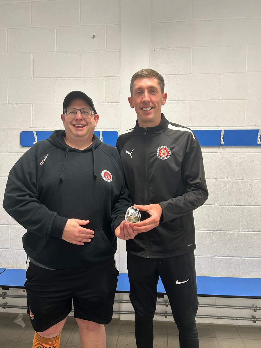 Congrats to Toby Holmes for being named the Poole Town FC Supporters Club player of the month for April! 👏 A big shoutout to Matt Reeds for (forgetting) and ‘presenting’ the trophy. If you would like to join the supporters club and be part of the voting and presentations,