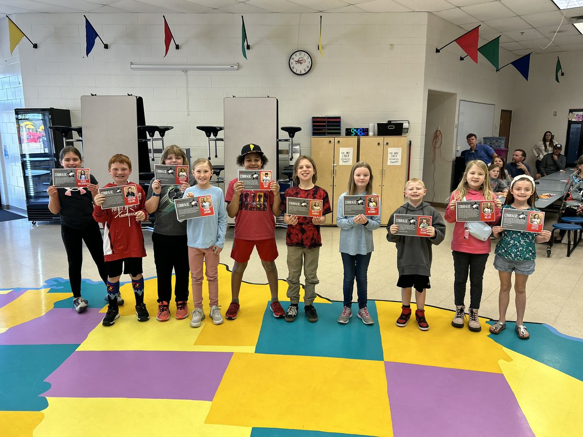 Our 4th graders showing courage during the month of April!  Great leaders representing 4th grade and all of Hilltop!