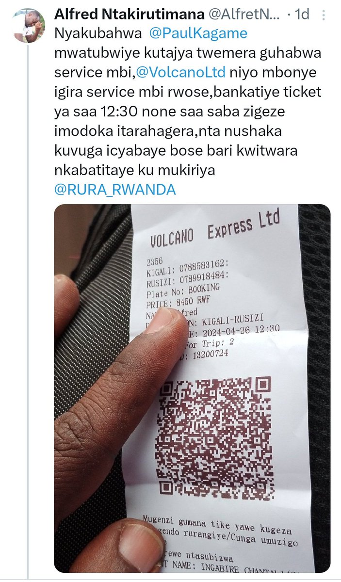 EmmanuelINTORE's tweet photo. NO KWA #PREZIDA NGO BA🥱🥱#NTIBIZOROHA
Muti byatangiye bite⁉️ Umuturage ati:" Ibyo murimo murabizi? Imodoka mwatubwiye ko iza saa sita n'inusu none saa saba ngo ba... Munshakire #TaxVoiture..."
Abakozi ba @VolcanoLtd bati acha maneno imodoka iraje wana😅.... Nyuma ya 3 minutes, RUFEREDI yahise ahamagara Perezida PK byihuse.... Kubera ko yari mu ndege agana #UA muri Special Economic Forum ntiyitabye ariko @RURA_RWANDA yahise yimanukira nk'umurabyo iba ikuruye ugutwi @VolcanoLtd... Volcano n'igihunga kinshi yanditse interuro mu mirongo 4 ifatanye bigaragara ko ubwoba bwari umuba🥶 isaba imbabazi Kandi yarahiye ngo ntizongera gukerereza abagenzi😅.
Ibindi byose nawe wisomere kuri #screenshot 👇👇
Ese ni iyihe #Agency itahiwe⁉️😅🤔