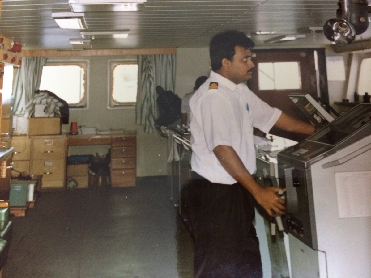 @capt_mishra April 1993: Newly minted Second Officer on board SCI’s MT Colonel A.B. Tarapore, PVC. Photo khichwane ka bahut shauk tha 😂