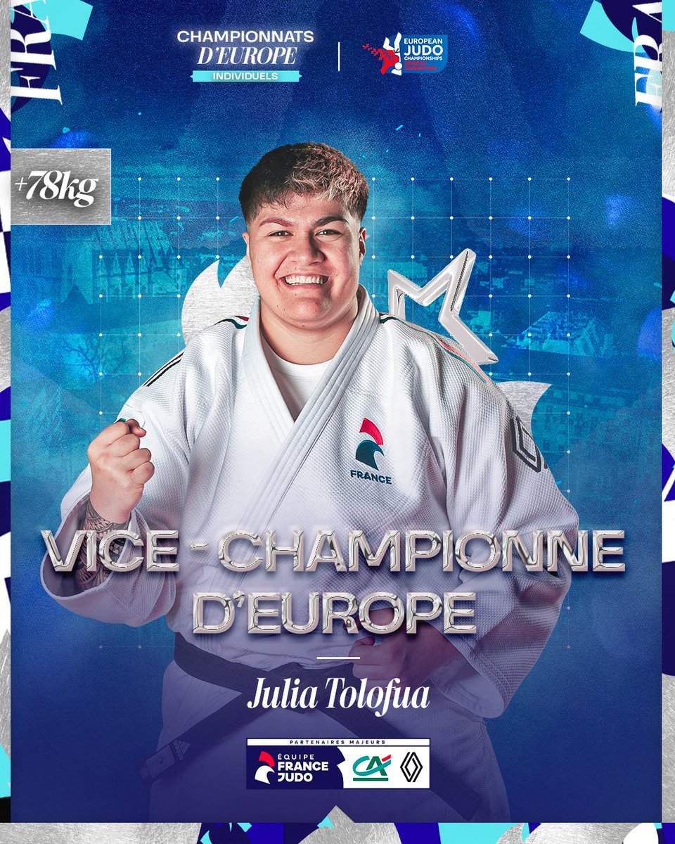 VICE-CHAMPIONNE D’EUROPE ✨🇫🇷 Notre vice-championne du monde Julia Tolofua (+78kg) s’incline en finale et remporte une très belle médaille d'argent ! 🥈💪 Félicitations Juju ! 👏 #JudoZagreb2024 #GoLesBleus #FierdEtreJudoka