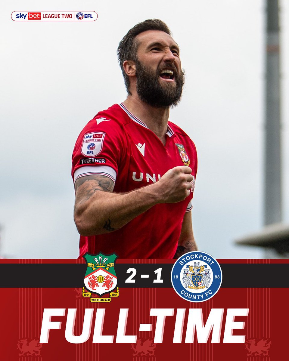 It’s all over at the #StokCaeRas for another season & what a season it’s been for @Wrexham_AFC Back 2 Back promotions & beating champions @StockportCounty 2-1 on the final day to finish 2nd in the league!! Next stop @EFL Div 1 💫🏴󠁧󠁢󠁷󠁬󠁳󠁿