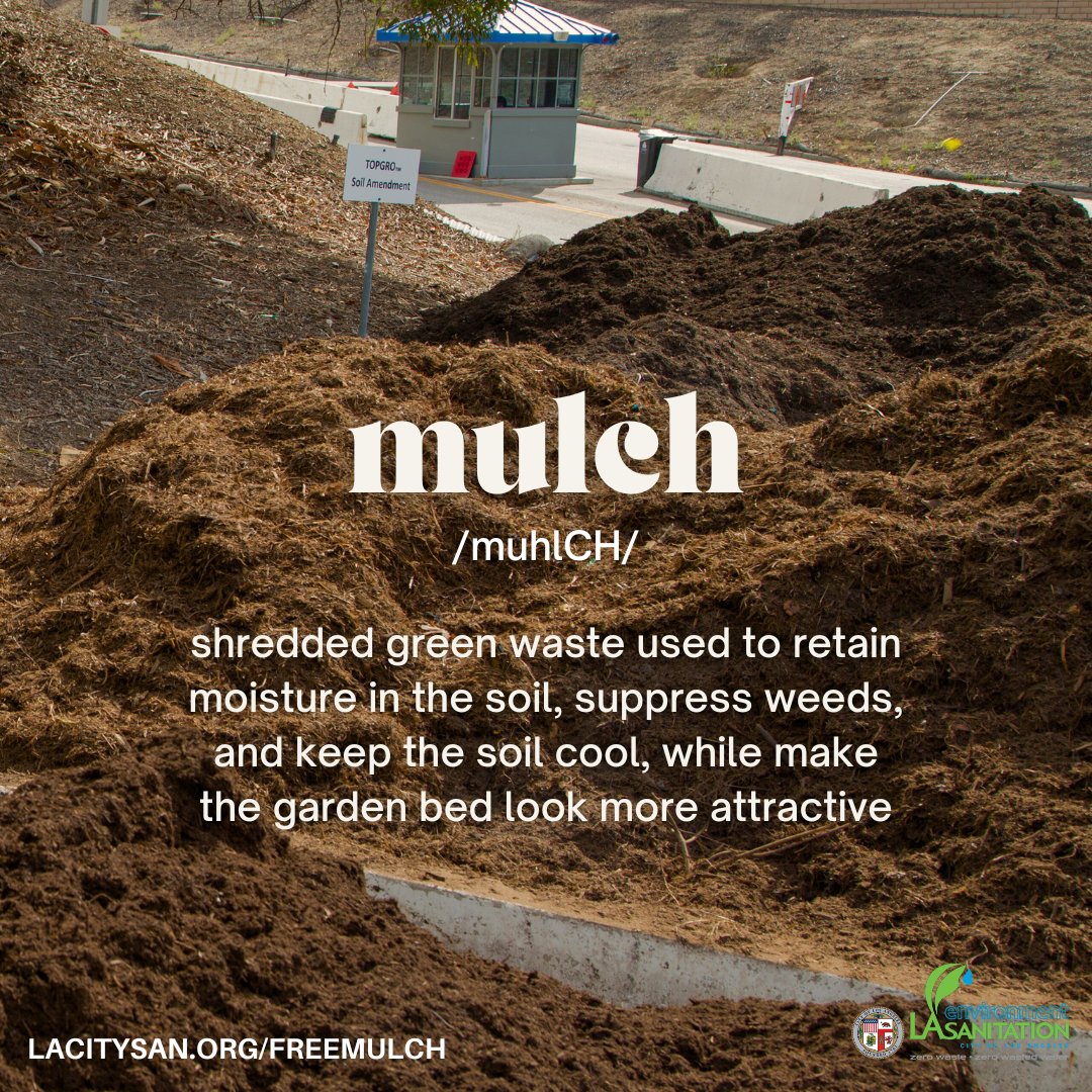 Did you know #mulch deters weeds and conserves your garden's #soil moisture? #Compost adds nutrients to soil. 

Visit lacitysan.org/freemulch to pick up free mulch today!

#soilhealthmatters #sustainability #sustainable #gardening #funfacts #sustainablegardening #share