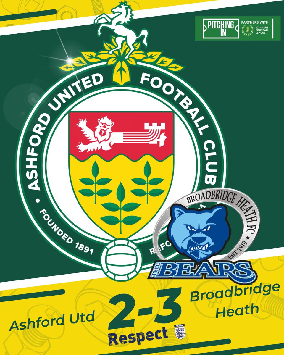 Full Time @IsthmianLeague South East | Match 38 HT: 2-2 | FT: 2-3 | Att: 406 | Pos: Finish 11th United 2-3 @thebearsbbhfc 🟢 Azeez 25’, Ozobia 42’ 🔵Aubrey 6’, Sim 23’, Dowdell 79’ #AUFC #coynab #SeasonDone