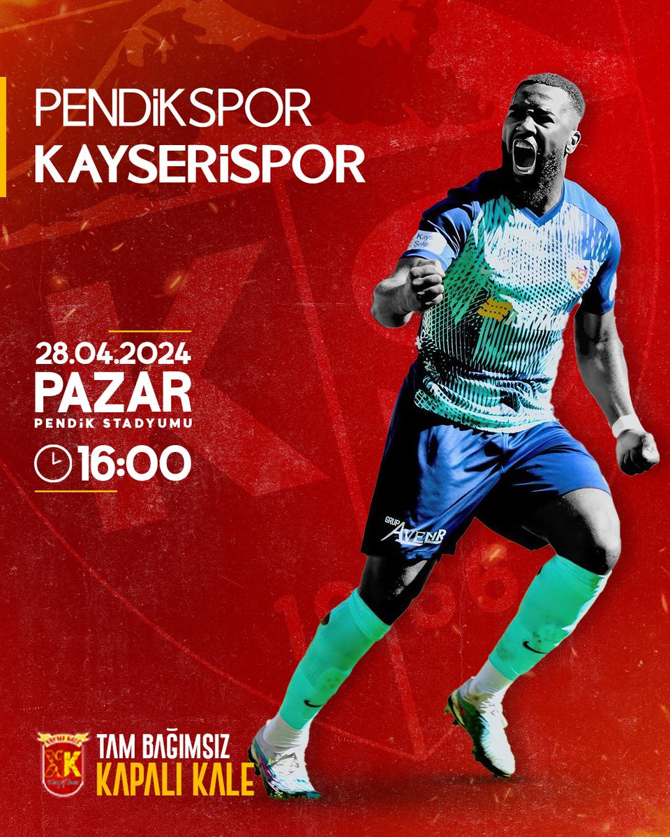 📢 Bizim için saldır! 🧣 📆 34. Hafta 🆚 Pendikspor ⏱️ 16.00 📅 28.04.2024 🏟️ Pendik Stadyumu #Kayserispor | #KapalıKale