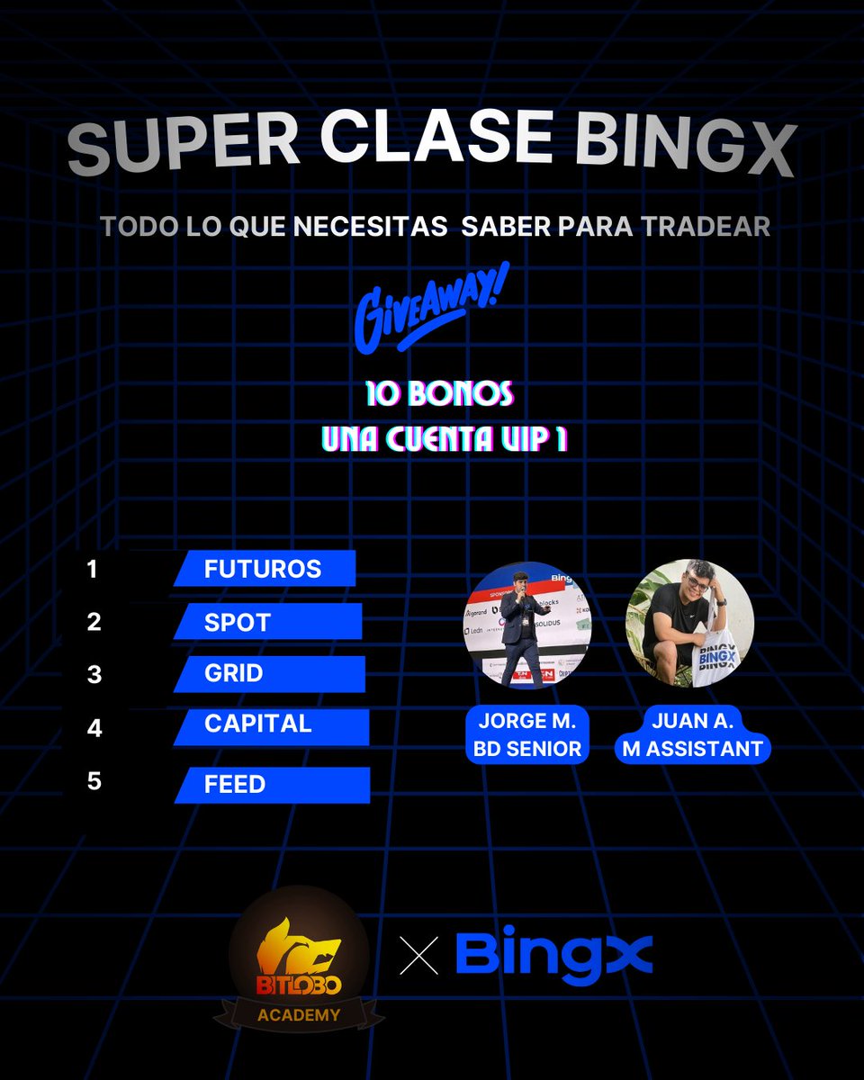 BingXMexico's tweet photo. Superclase #BingX  en la academia de @BITLOBOInvers 🐺🎓

🎟️ 10 bonos de 25 USDT
👑 Una cuenta VIP 1 x 1 mes https://t.co/eTnMBjCce6