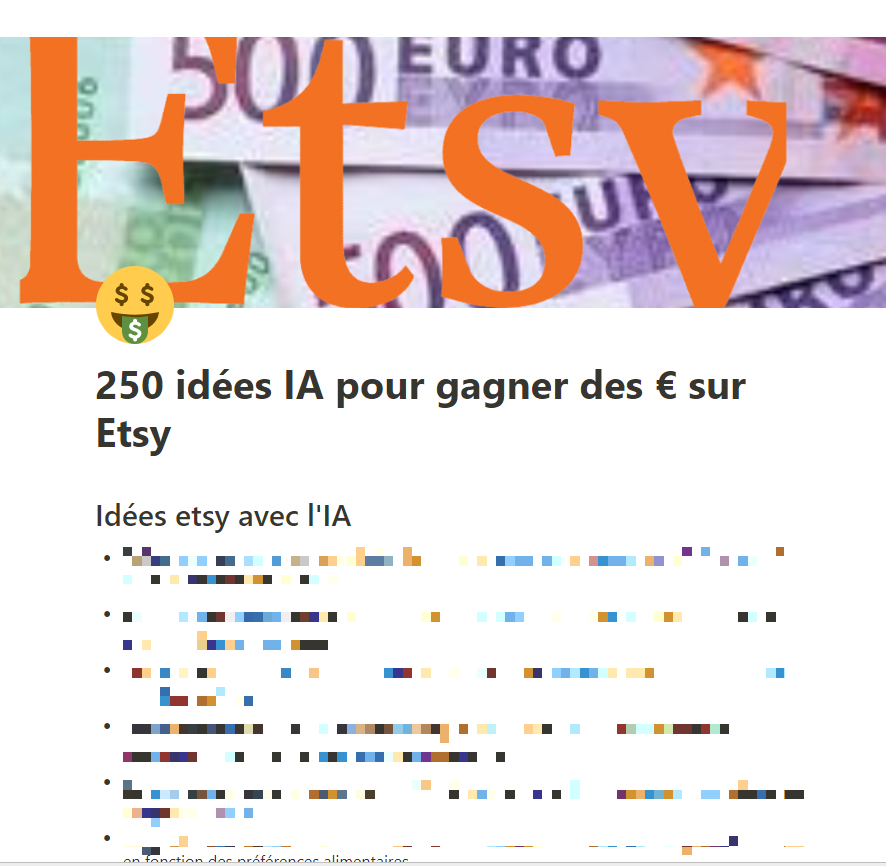 Opti_Matt's tweet photo. Etsy est le meilleur moyen de gagner de l'argent en ligne. 🤑

Et avec l'IA c'est encore plus simple! 

Je t'ai préparé un document de 250 idées qui utilise l'IA pour générer des € sur Etsy.

Pour le recevoir gratuitement en DM : 

1. Follow @iadvisorfr
2. ❤️+🔃 ce Post https://t.co/LlCQpzyc07