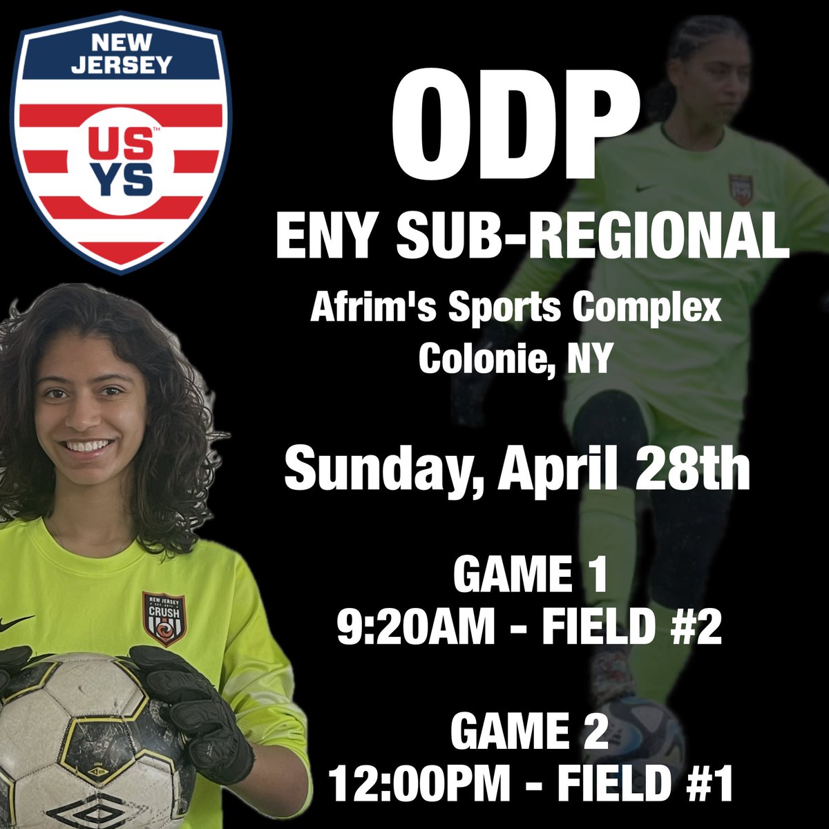 KaylaS_1601's tweet photo. Looking forward to the ODP Sub-Regional games. Playing against some top talent in the region. Representing NJ. Let’s go! #ODP #ODPNJ #usys #soccer #goalkeeper #ksantiagogoalkeeper ⚽️ @usysodp https://t.co/Gm3CgnIPPS