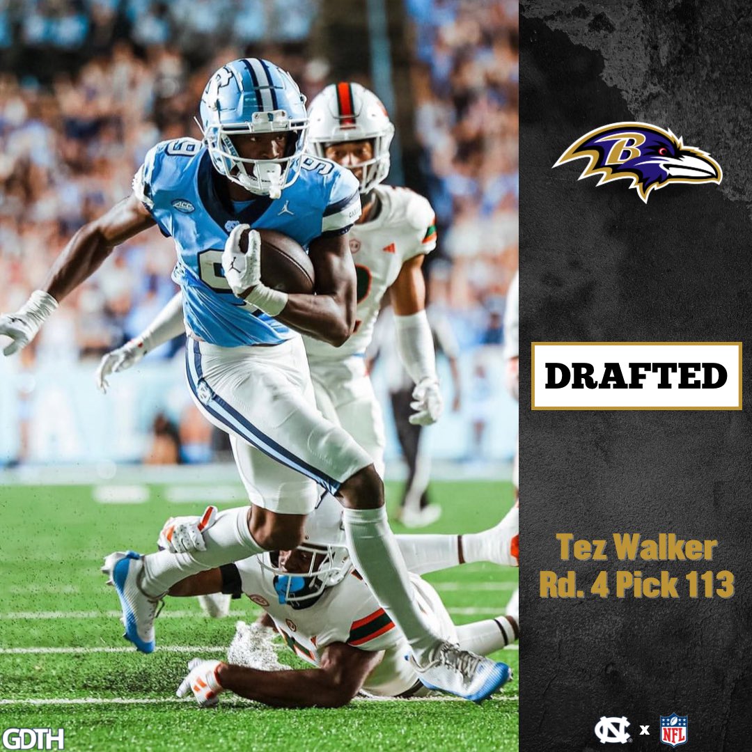 With the 113th pick in the 2024 NFL Draft, the Baltimore Ravens select Tez Walker.