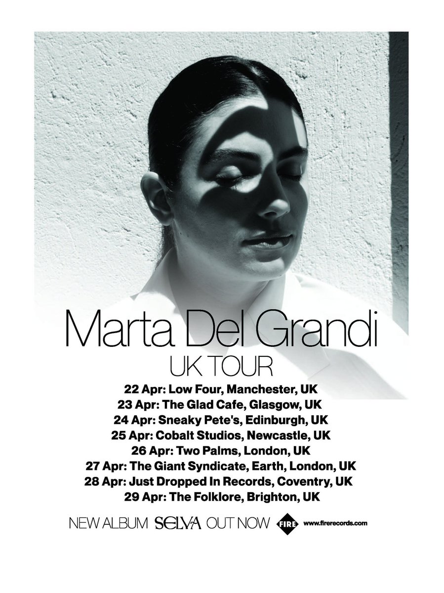 Tomorrow @MartaDelGrandi hits up @justdroppedin_ on her UK tour Doors: 18:00 Start: 18:15 End: 21:00 Tixs Online (£10) or Door (£12)