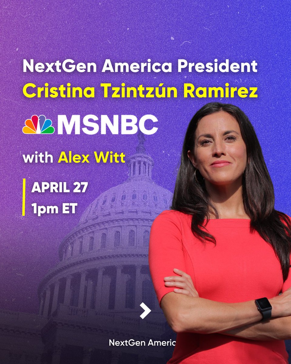 I am joining @AlexWitt Reports on @MSNBC today to talk about the key issues impacting young voters and @NextGenAmerica's new polling. Tune in LIVE.