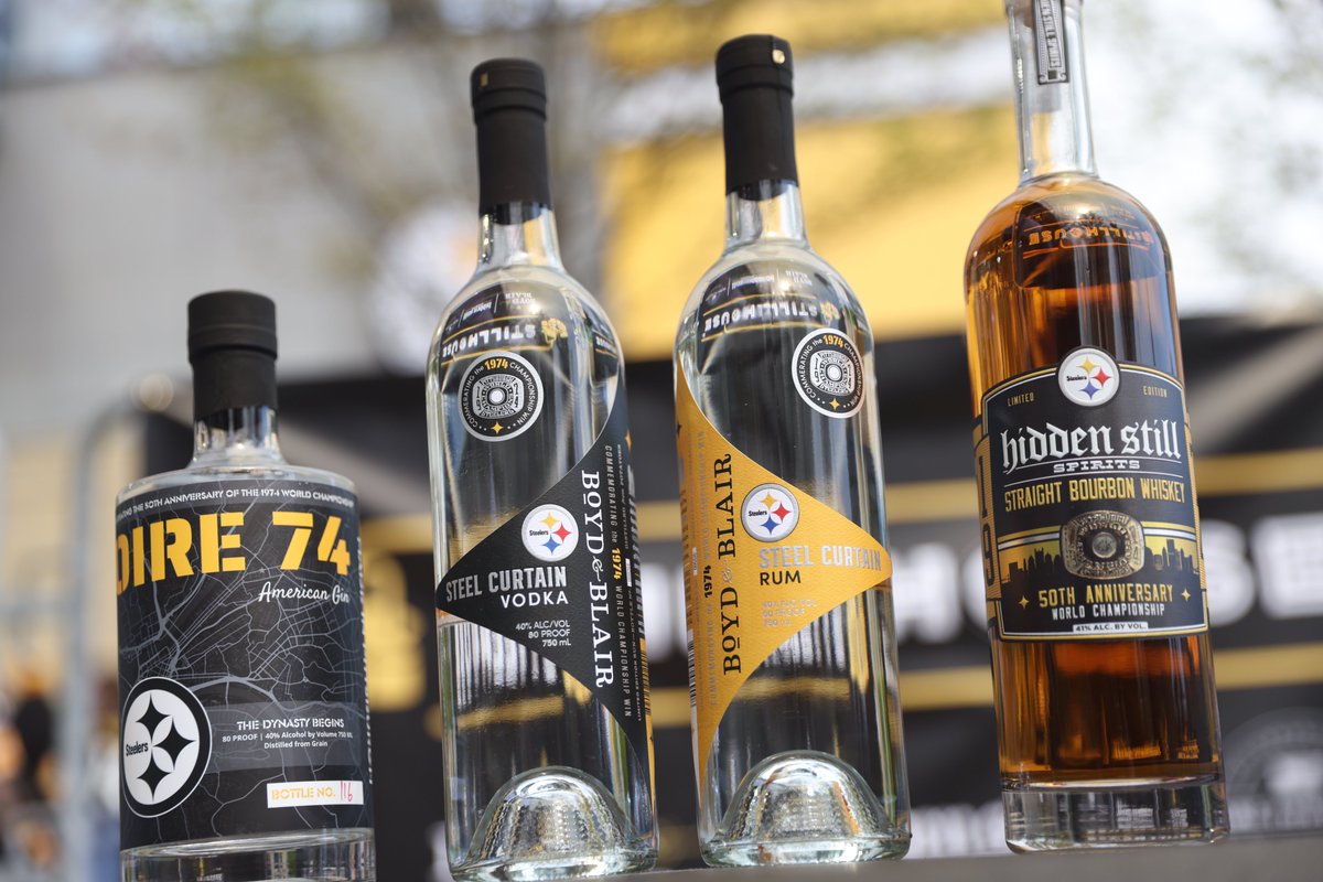 Help us welcome the newest Draft picks from #SteelersStillhouse at the Draft Party today! Visit the Stillhouse until 6 PM to purchase your limited edition bottles. #Steelers Legends @MelBlountYLI & Jack Ham will be on-site for photos. MORE: steelers.com/stillhouse