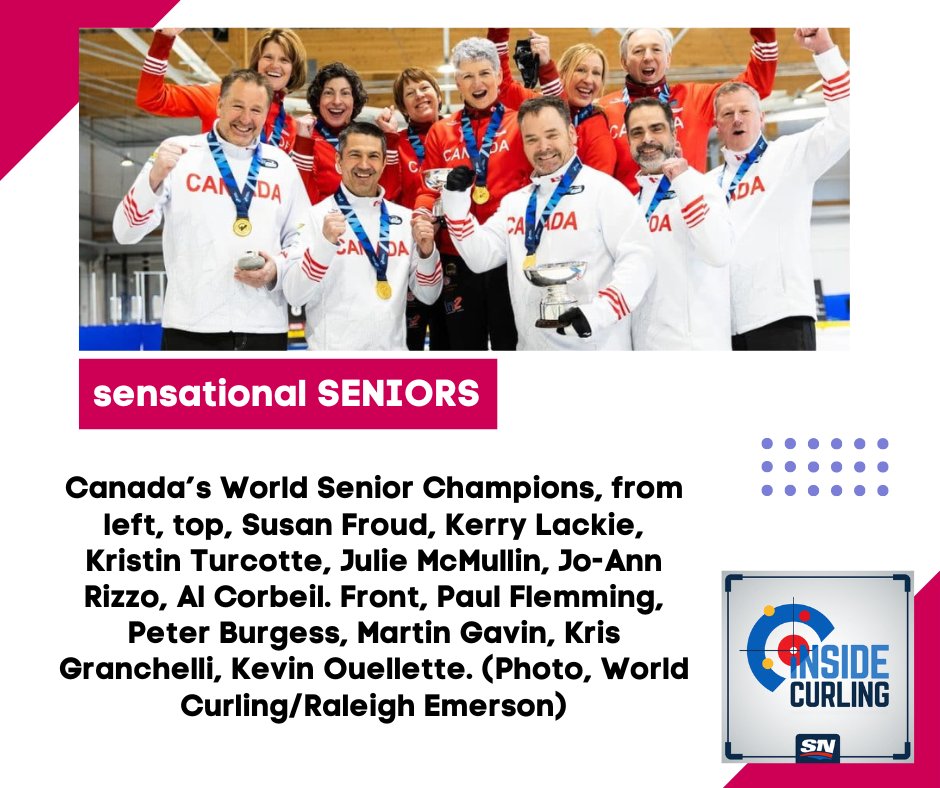 A super senior shout-out from @Kmartcurl @warrenhansen2 and @Junglejerome to Teams Froud and Flemming on winning double gold for Canada at the World Senior Championships in Sweden.