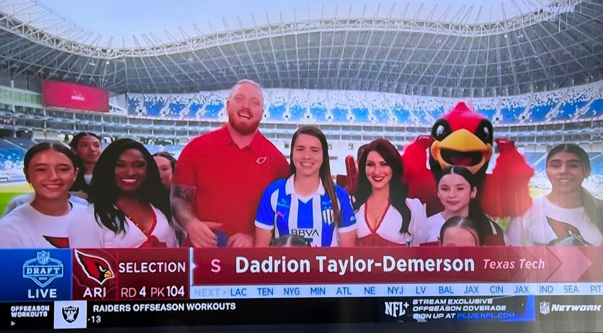 Los @AZCardinals acaban de anunciar su pick en el estadio de @Rayados