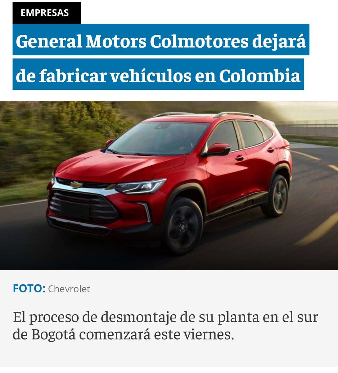 Lamento el cierre de la planta de Colmotores en Colombia. Como país, debemos hacer un enorme esfuerzo para evitar que empresas que generan empleo a cientos de ciudadanos, abandonen su funcionamiento en Colombia. Las familias que se quedan sin sustento son las más afectadas con…