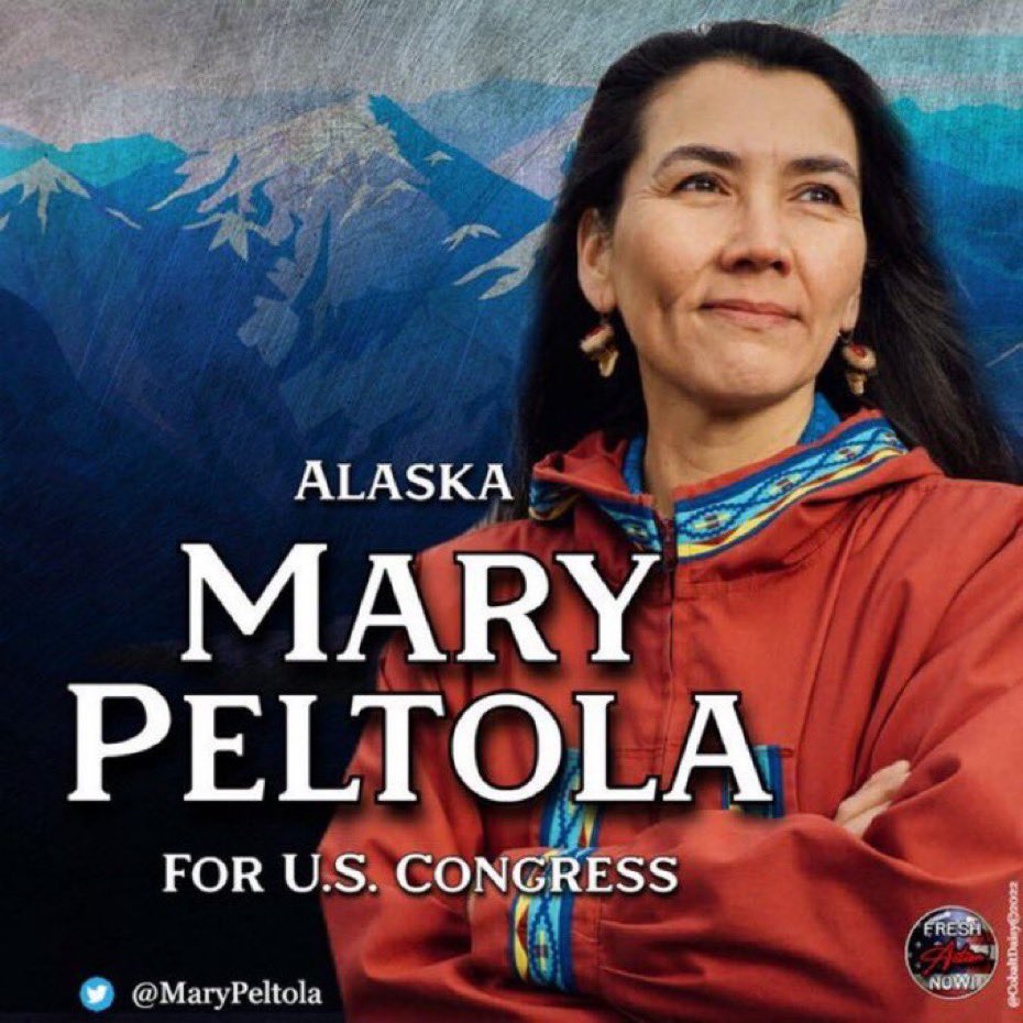 Hello Alaska, please re-elect @MaryPeltola to the US House. Mary is a native Alaskan, member of the Yupik tribe and 1st female to represent her state. She will continue to  protect the natural resources of Alaska. #VoteBlueToStopTheStupid #wtpGOTV24 #DemVoice1
