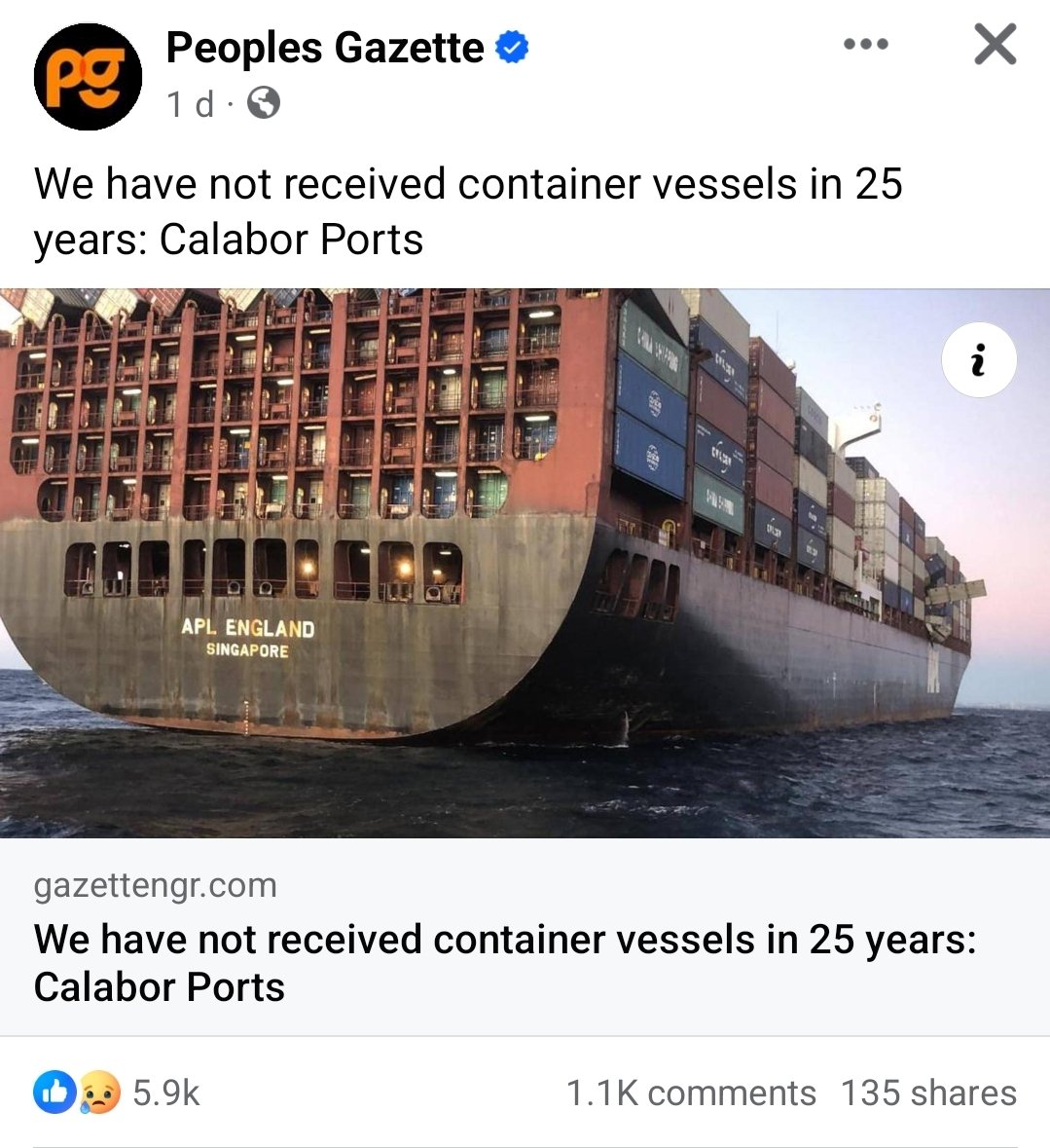 Calabar people cry out, saying they have not received a container vessel in 25 years in Calabar port. Me: They will tell you you are not Igbo but do the same thing they are doing to Ndi Igbo to you.