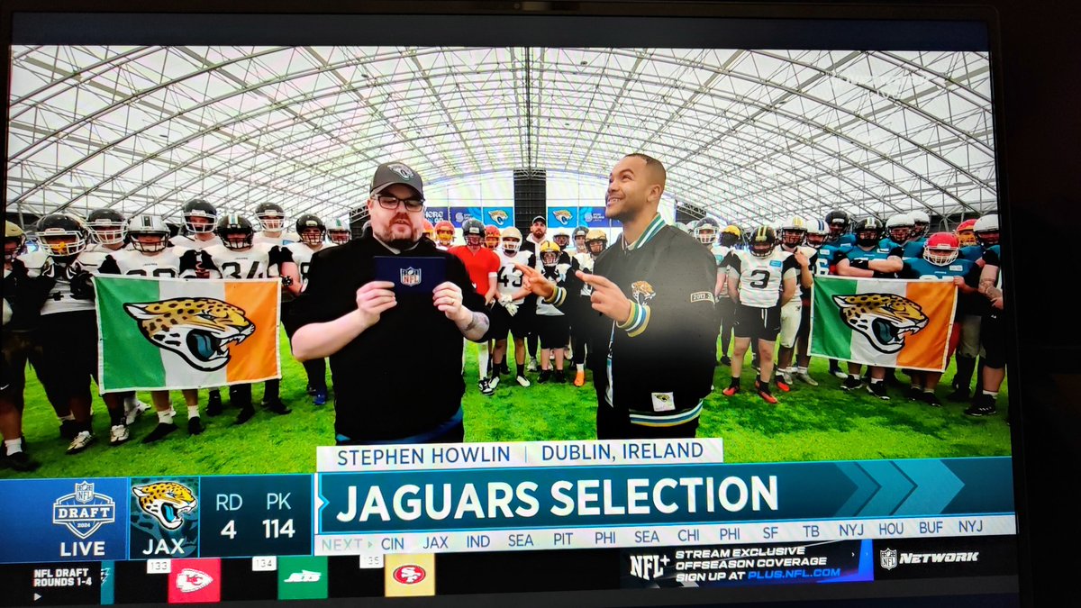 History has been made! The Jacksonville Jaguars have just announced the first ever #NFLDraft pick from Ireland! 🏈🇮🇪 A momentous day for American football here!