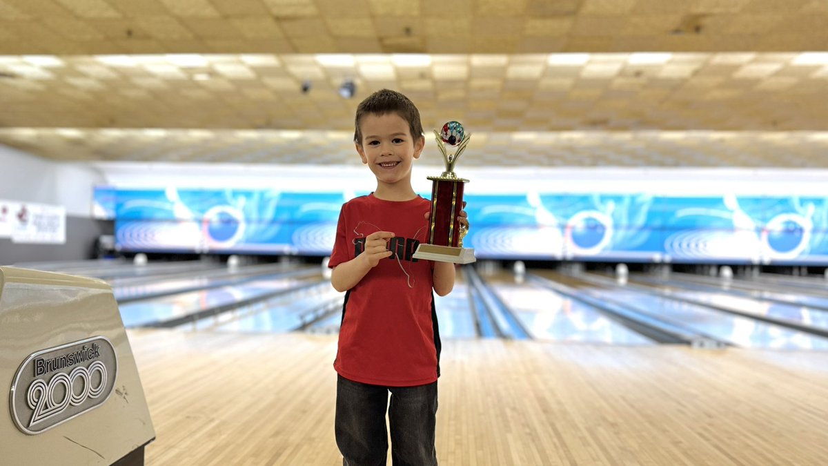 He got his first trophy today! 
#YouthBowling #trophy #bowling