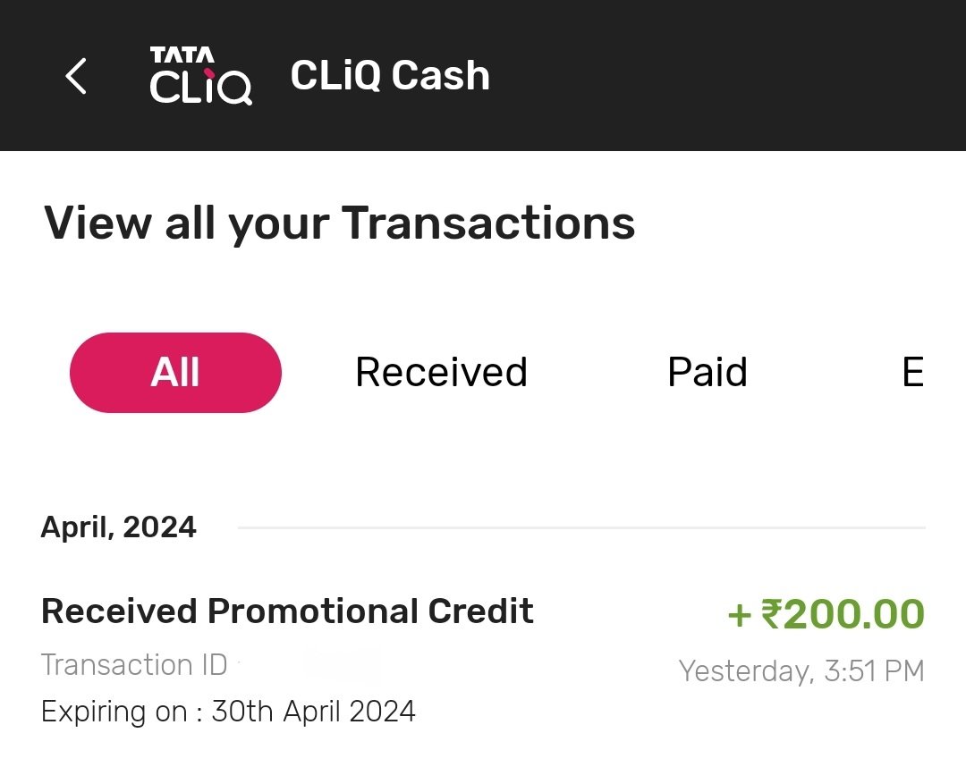 I received a promotional credit of ₹200 from Tata Cliq yesterday. Expires on 30th April. Check your accounts now.