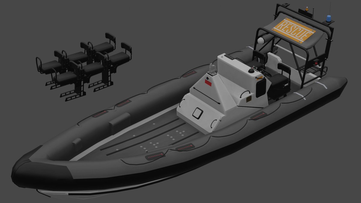 jormguh's tweet photo. I teamed up with @ColdOceanos to model the Pacific 24 Fast Rescue Craft! He made the hull and ropes, and I made the rest (with the exception of the steering wheel by @Zarozema.) It's going to be used across several vessels in our game and personally i LOVE it! #roblox #RobloxDev https://t.co/k7rDLkSaia