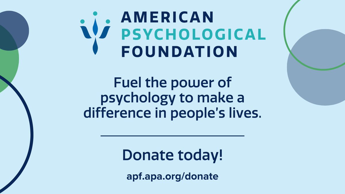 Let's fuel the power of psychology together to make a difference in people's lives! Your donations are the driving force behind our mission at APF. Donate today and be a part of creating positive change through psychology!🌟 apf.apa.org/donate #psychology