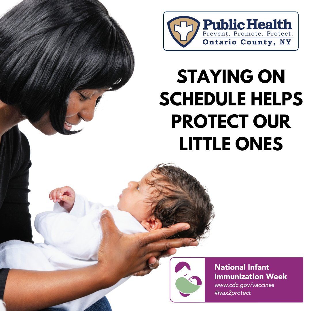 Staying on schedule helps protect out little ones Learn More: cdc.gov/vaccines/paren… National Infant Immunization Week 2024 #NationalInfantImmunizationWeek