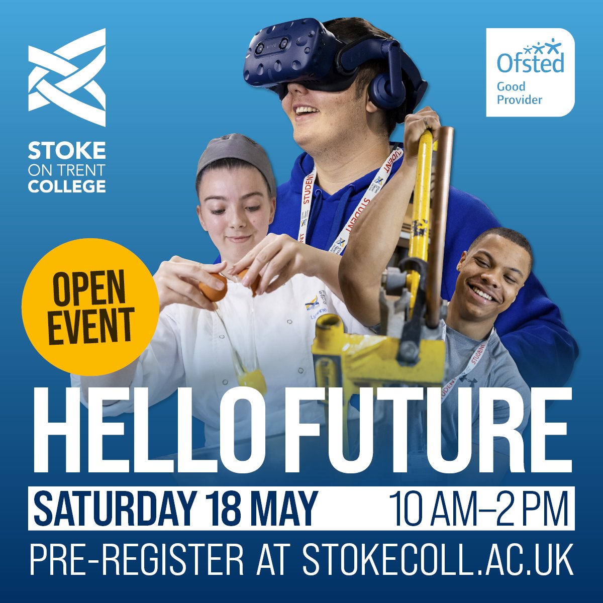 Our next 𝙤𝙥𝙚𝙣 𝙚𝙫𝙚𝙣𝙩 is fast approaching... Speak with staff and students, tour our ultra-modern facilities and discover the life-changing enrichment opportunities on offer, including a once-in-a-lifetime trip to South Africa! Pre-register 👉 stokecoll.ac.uk/open-events