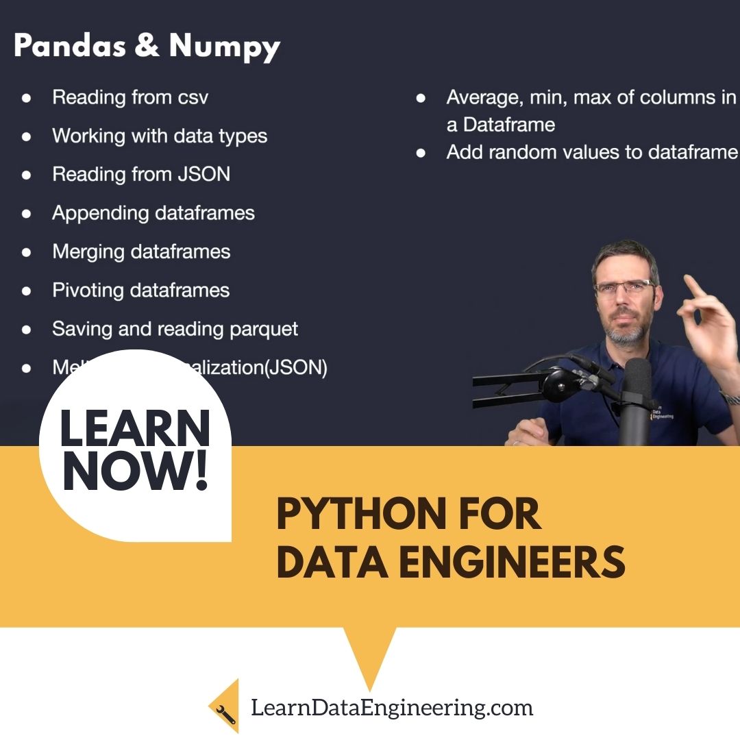 Master Python for Data Engineering! Learn how to build robust pipelines and manipulate data effectively with our Python for Data Engineers training.

Expand your skill set now 🚀 learndataengineering.com/p/python-for-d… 

#datascience #dataengineer #dataengineering #python