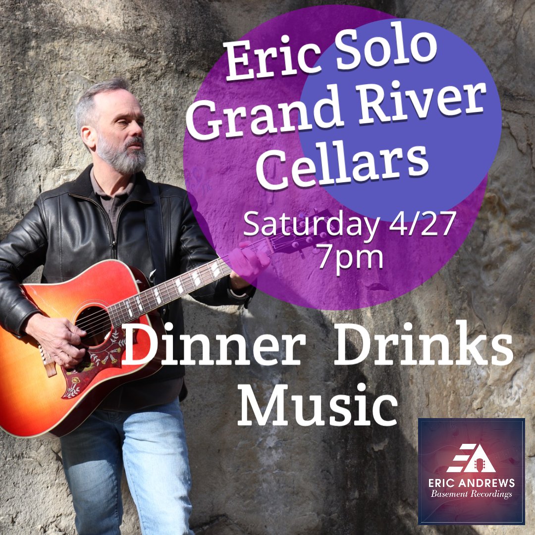 Join me tonight for a solo show at Grand River Cellars! I'll be playing from 7-9:30pm, so come enjoy some great music and delicious wine & food 🎶🍽️ Can't wait to see you there! #livemusic #soloartist #grandrivercellars #saturdaynight