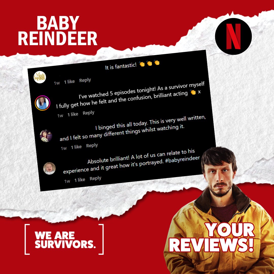 Your reviews are in for #BabyReindeer and your responses have been fantastic! Here is a small selection of what you have been saying about the show 😊 #WeAreSurvivors #GreaterManchester