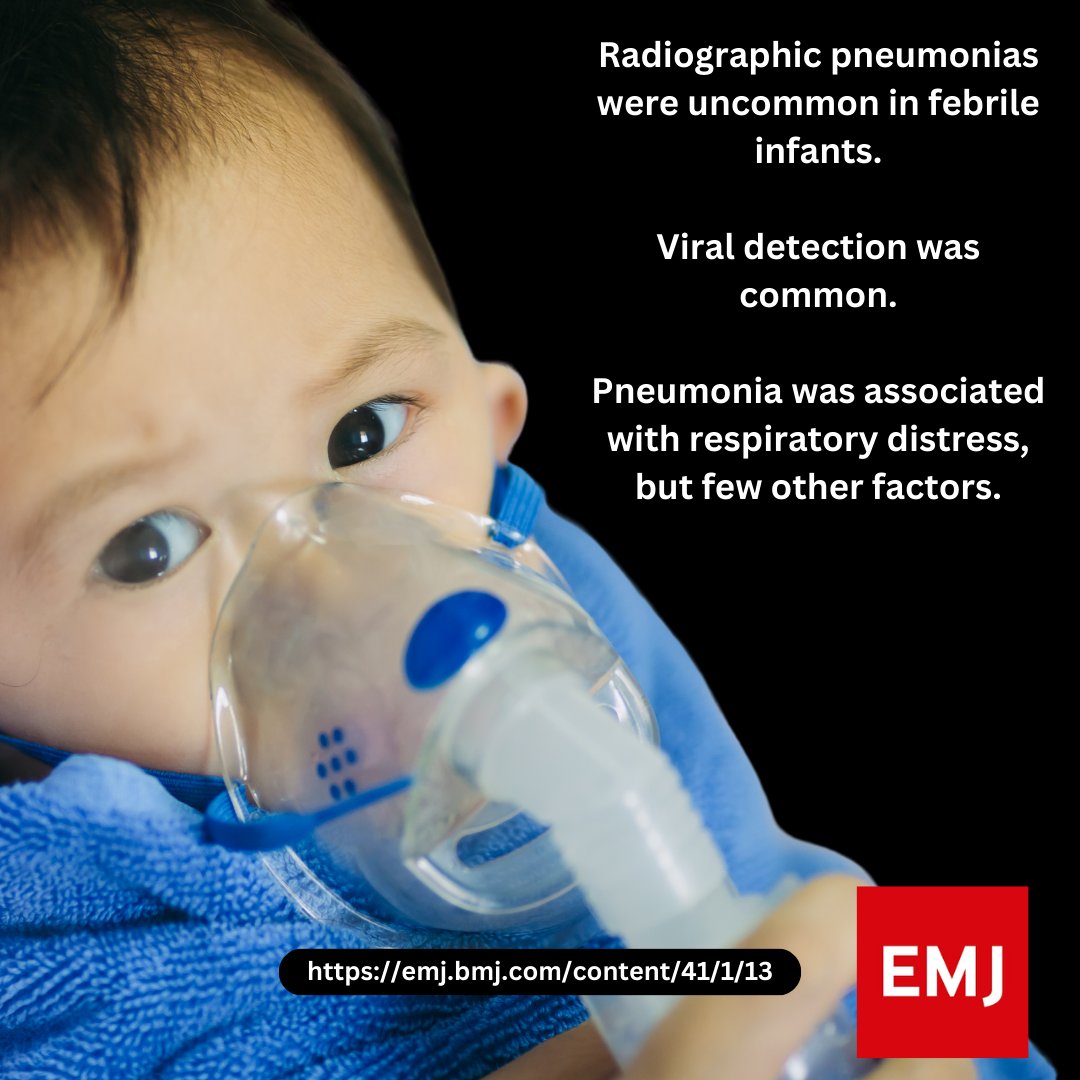 #Jan2024 #OriginalResearch Radiographic pneumonia in young febrile infants presenting to the emergency department: secondary analysis of a prospective cohort study @toddflorin1 @PECARNteam @PERN_network emj.bmj.com/content/41/1/13