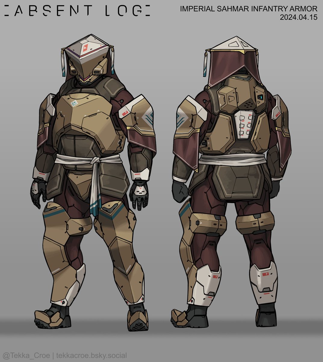 Recent work for Absent Log.
Trying to establish what professional military gear looks like in the setting.
#art #digitalart #scifiart #characterdesign