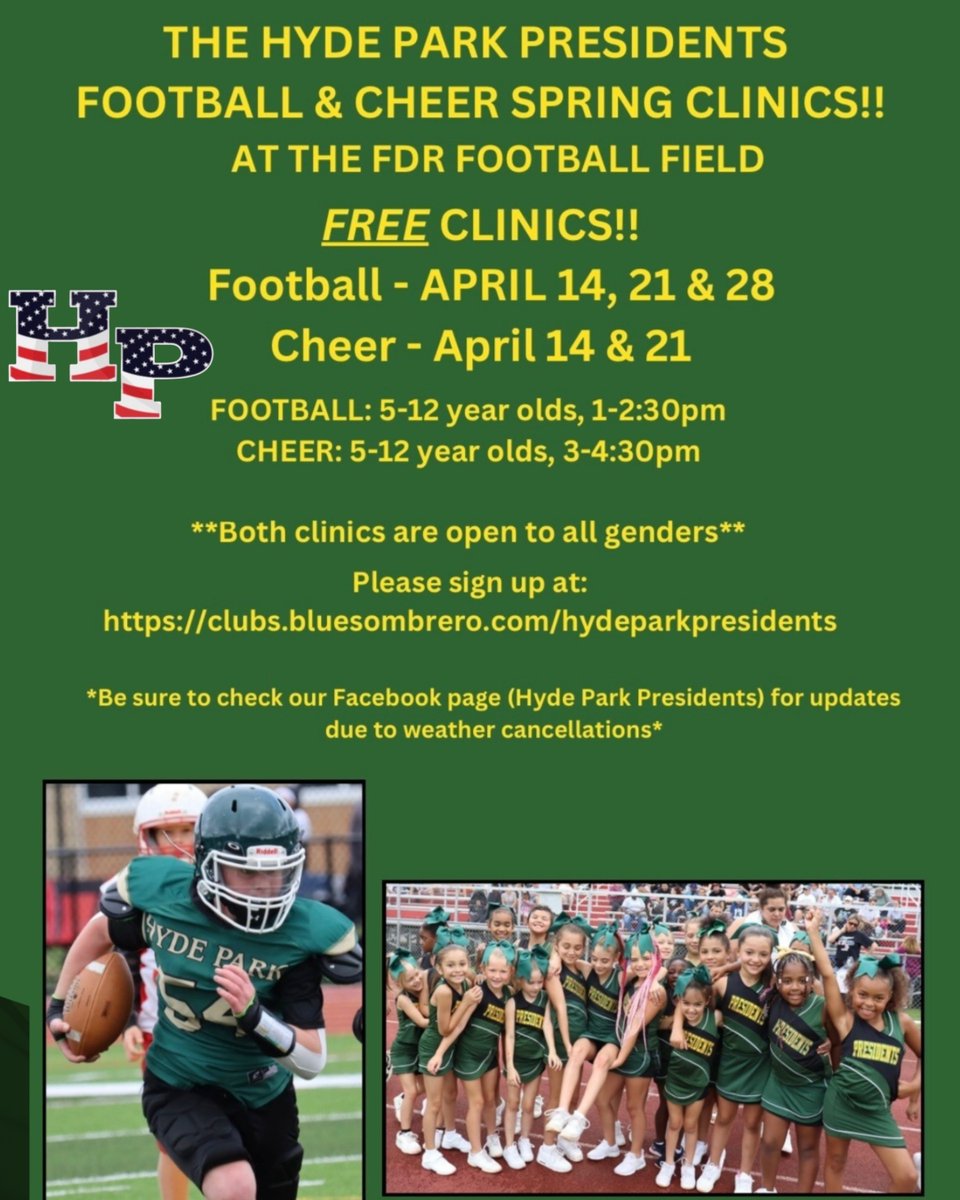 Our last free clinic for 2024 will be tomorrow at FDR! We hope to have a HUGE group! Skills and flag football will be the goal! 1 town.... 1 Football Family!
