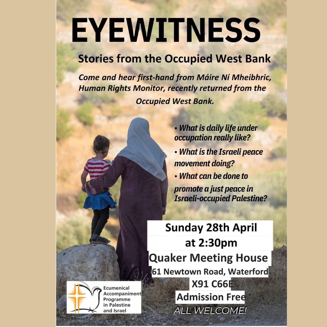 All welcome to this talk in Waterford Quaker Meeting House 2.30pm tomorrow Sunday 28th April >>

#QuakersIreland #FaithInAction #Waterford