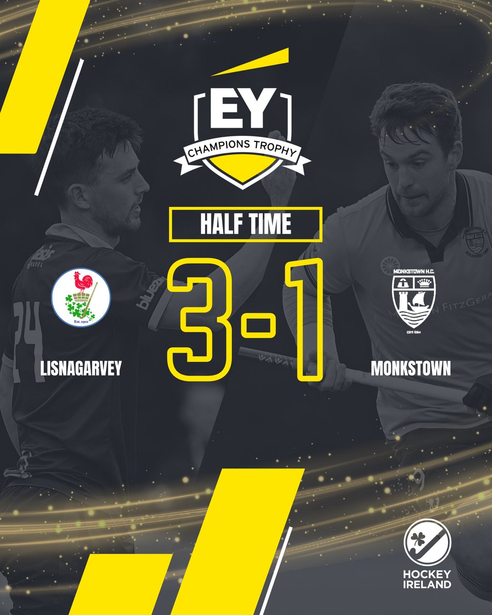 @lisnagarveyhc @MonkstownHockey EY CHAMPIONS TROPHY
- Men SF2 -

🔵 Lisnagarvey 3-1 Monkstown 🔴

Half time! What a quarter from Lisnagarvey. What is the second half going to offer?

#EVERYGAMECOUNTS #EYCHAMPIONSTROPHY

@lisnagarveyhc @MonkstownHockey