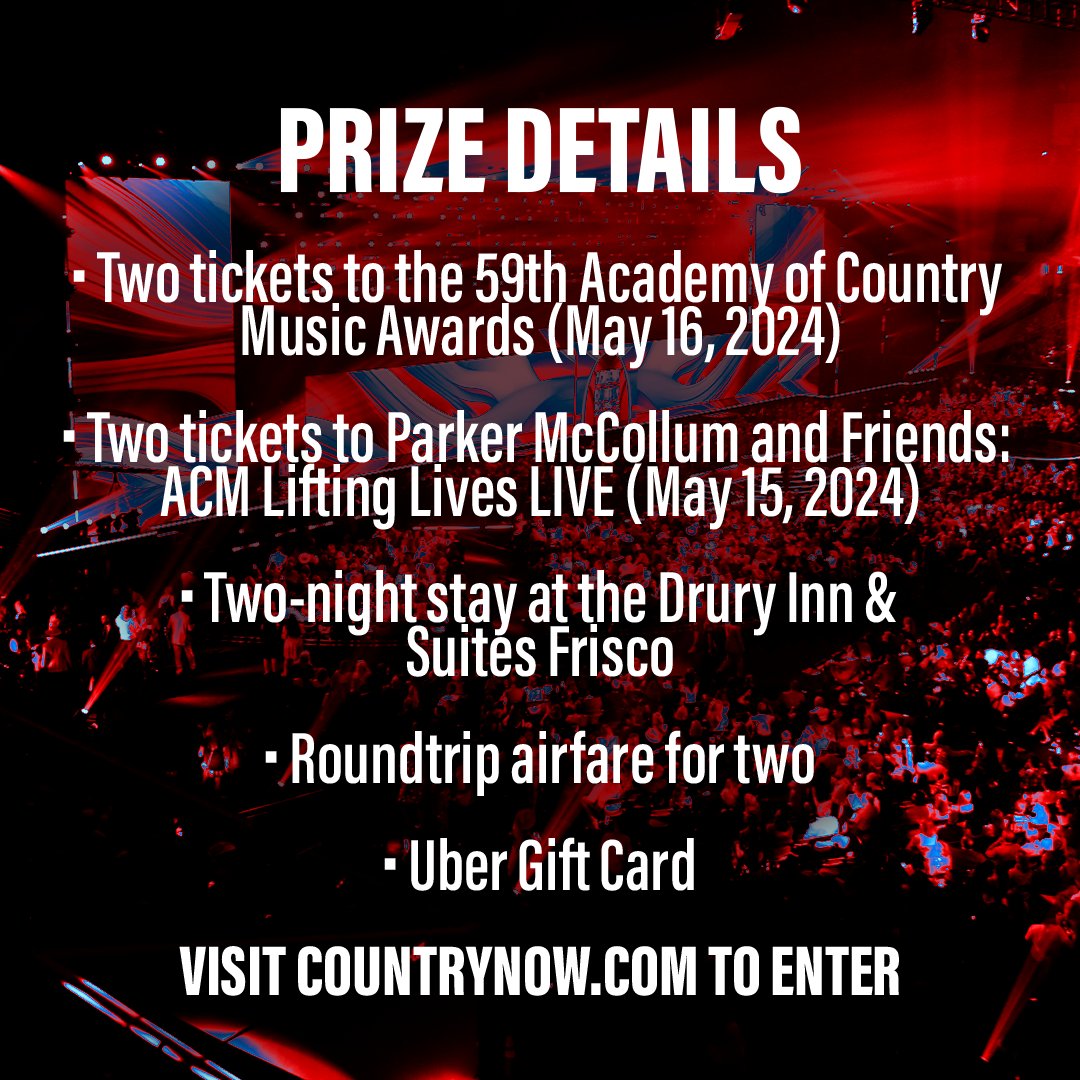 Everything's bigger in Texas, including this ACM Awards Flyaway Sweepstakes! 😱 We've teamed up with @CountryNow & @visitfriscotx to send one lucky winner and guest on a once-in-a-lifetime trip to the 59th #ACMawards. Enter for a chance to WIN the ULTIMATE GRAND PRIZE! 🏆 ➡️