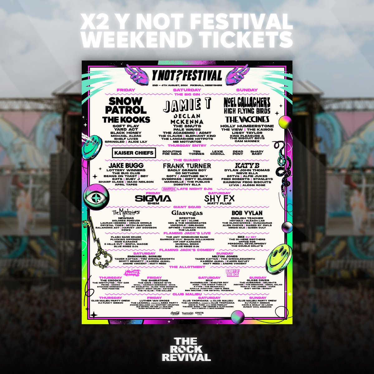 TheRockRevival_'s tweet image. For a chance to win X2 @ynotfestival weekend tickets 🎫 

-Like and RT
-Follow @therockrevival_ &amp;amp; @ynotfestival 
-Tag a mate

P.S. Follow on Instagram for a double chance!