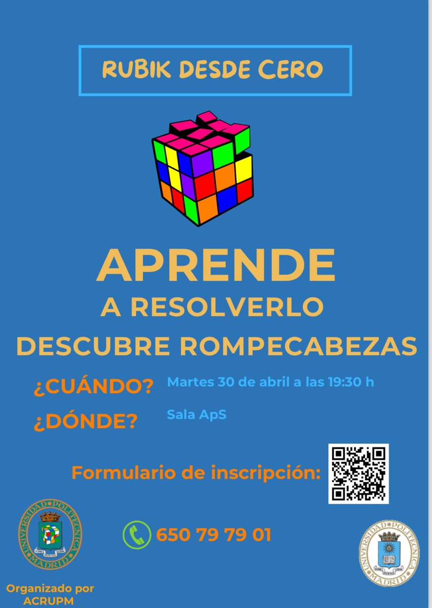 Seguro que todavía quedamos quienes no hemos sido capaces de resolver este cubo multicolor, verdadero rompecabezas 🤯 Tenemos una oportunidad con <a href="/ACR_UPM/">Asociación del Cubo UPM</a> el martes 30/04 
 buff.ly/3JBxP6W