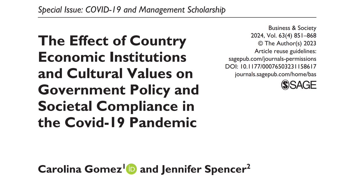 New work by scholars @FIU and @GWtweets studying how, in times of #crisis, countries’ economic institutions and cultural values influence policy responses and societal compliance with the resulting measures. #goverment. Learn more here: doi.org/10.1177/000765…