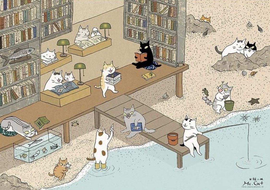 Every beach should have a library Art by Ms. Cat