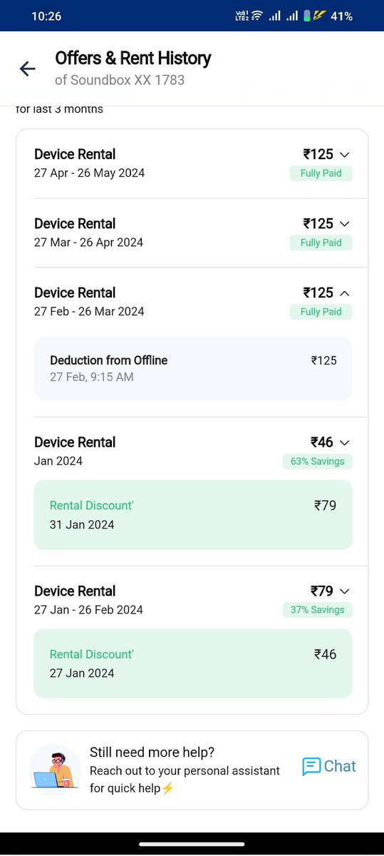 I don't know what the hell is wrong with this paytm company. Unnecessary charges , they are deducting the wrong rental charges 27 oct to 26 Feb charges only 79Rs. But after they charges 125 rs😡 <a href="/Paytmcare/">Paytm Care</a> <a href="/PaytmMoney/">Paytm Money</a> <a href="/PaytmBusiness/">Paytm For Business</a> <a href="/Paytm/">Paytm</a> <a href="/paytmbankcare/">Paytm Bank Care</a>