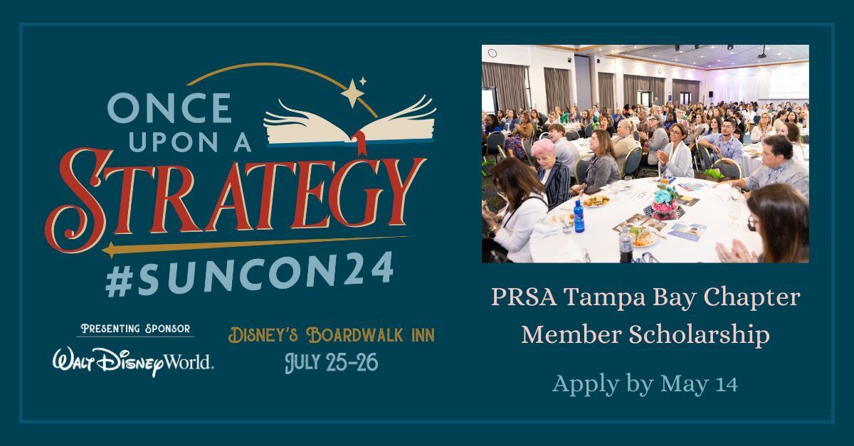 #PRSATB is offering a scholarship to send one of its members to #SunCon24. Here's your chance to attend the @PRSA Sunshine District's annual conference for free (valued at $1,000) and showcase your #Insta skills. 

Learn more 👉 buff.ly/4aQ8LVG