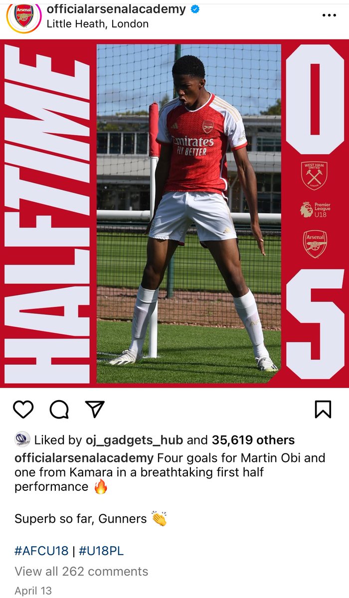 Looking for a reason you should name your child; Martin? Here’s another one

Boy is a beast

#Afcu18 #ArsenalFC #ArsenalAcademy 🤌🏽