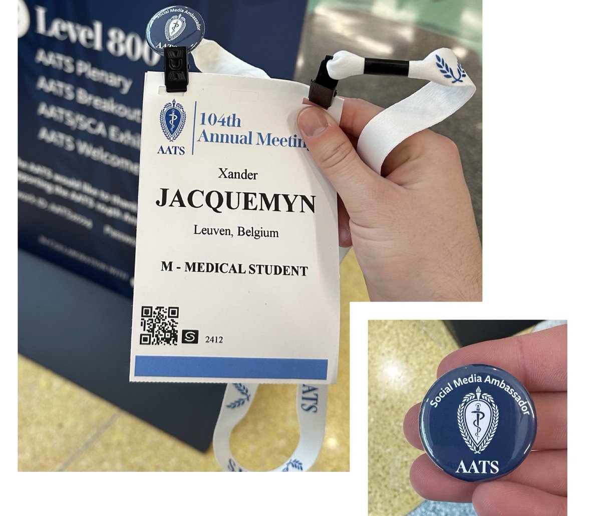 ⏱️Just picked up my badge here at #AATS2024! Looking forward to an exciting meeting @AATSHQ 🔥peep the little social media ambassador button! 
@HviUpmc @UPMC_CTSurgery @Cardio_KULeuven