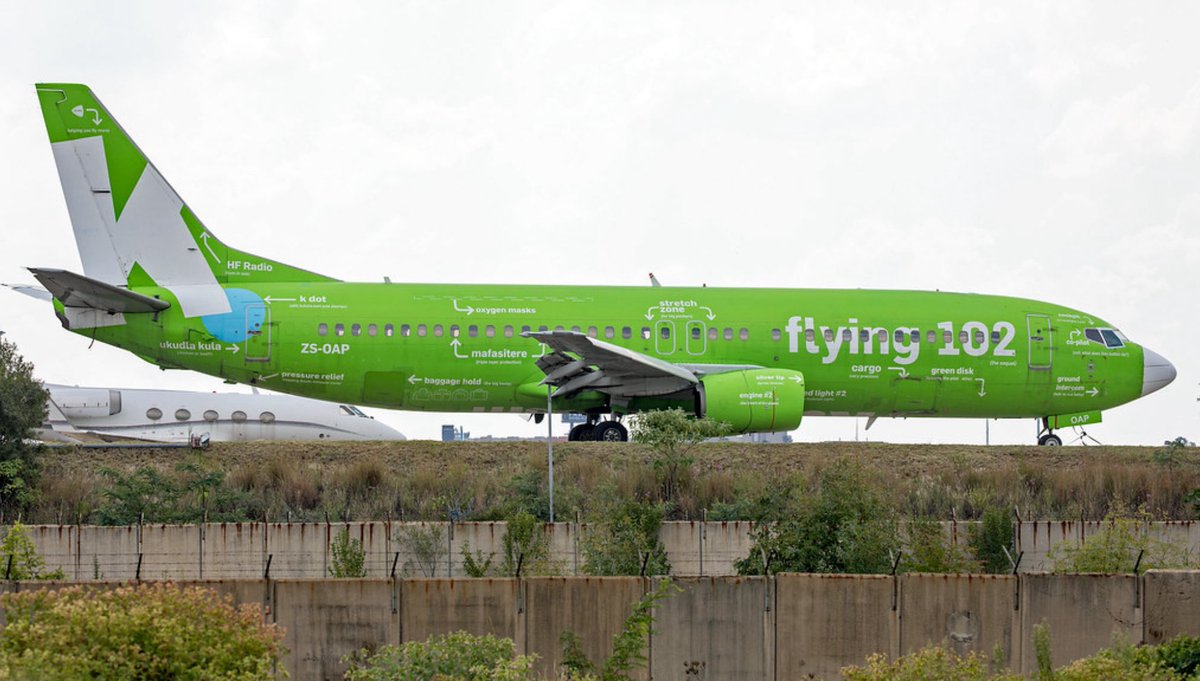 Shamrock715_'s tweet photo. https://t.co/tPTPP11Gpx (ZS-OAP - Boeing 737-4S3) Flying 102 livery stored on the FlySafair ramp at Johannesburg @ortambo_int since withdrawn from use in April 2022
21-02-2024

#iflykulula #kululaairways #boeing #boeing737 #b737 #comair #ortamboairport #aviation #avgeek https://t.co/B6lRLw9R8I