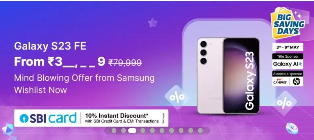 Q2. What's your #GalaxyS23FE offer price prediction for the Flipkart Big Saving Days? Don't forget to use the #mypriceguess with your answer #GalaxyAI #GalaxyS23 #GalaxyS23FE #Samsung