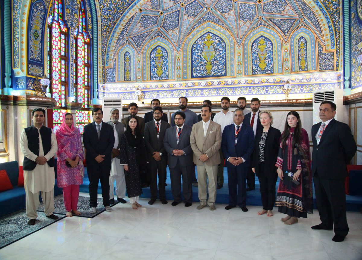 DrHussainQadri's tweet photo. The Deputy Chairman of the Board of Governors of Minhaj University Lahore, Prof. Dr. Hussain Mohi-ud-Din Qadri, led an extensive tour of the university's various departments to showcase ongoing projects to the Chairman of the Senate, Syed Yousaf Raza Gillani, and the Ambassador of Austria, H.E. Mrs. Andrea Wicke. During this visit, a comprehensive briefing was provided on the initiatives and developments underway at Minhaj University.
Accompanied by Vice Chancellor Prof. Dr. Sajid Mehmood Shahzad, Registrar Dr. Khurram Shahzad, and other distinguished guests, Prof. Dr. Hussain Mohi-ud-Din Qadri emphasized the university's commitment to excellence in education and the integration of modern and traditional sciences.
Both Syed Yousaf Raza Gillani and H.E. Mrs. Andrea Wicke expressed satisfaction with the progress and ongoing projects at Minhaj University, recognizing it as a harmonious blend of modern and ancient knowledge. They commended the institution for not only providing high-quality education but also for its well-structured approach to the holistic development of students. This visit and exchange of information underscored Minhaj University's dedication to providing a comprehensive and enriching educational experience for its students.
@OfficeSenate 
#RegionalCooperation #SouthAsiaConference #DiplomacyInAction #BuildingBridges #Cooperation #SouthAsia #RegionalDynamics #ConflictToCooperation #MinhajUniversityLahore