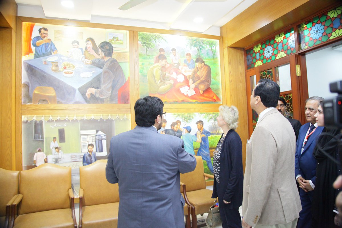 DrHussainQadri's tweet photo. The Deputy Chairman of the Board of Governors of Minhaj University Lahore, Prof. Dr. Hussain Mohi-ud-Din Qadri, led an extensive tour of the university's various departments to showcase ongoing projects to the Chairman of the Senate, Syed Yousaf Raza Gillani, and the Ambassador of Austria, H.E. Mrs. Andrea Wicke. During this visit, a comprehensive briefing was provided on the initiatives and developments underway at Minhaj University.
Accompanied by Vice Chancellor Prof. Dr. Sajid Mehmood Shahzad, Registrar Dr. Khurram Shahzad, and other distinguished guests, Prof. Dr. Hussain Mohi-ud-Din Qadri emphasized the university's commitment to excellence in education and the integration of modern and traditional sciences.
Both Syed Yousaf Raza Gillani and H.E. Mrs. Andrea Wicke expressed satisfaction with the progress and ongoing projects at Minhaj University, recognizing it as a harmonious blend of modern and ancient knowledge. They commended the institution for not only providing high-quality education but also for its well-structured approach to the holistic development of students. This visit and exchange of information underscored Minhaj University's dedication to providing a comprehensive and enriching educational experience for its students.
@OfficeSenate 
#RegionalCooperation #SouthAsiaConference #DiplomacyInAction #BuildingBridges #Cooperation #SouthAsia #RegionalDynamics #ConflictToCooperation #MinhajUniversityLahore