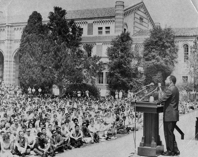 Martin Luther King Jr. at UCLA on this date April 27 in 1965: youtube.com/watch?v=ny6qP0…. #OTD